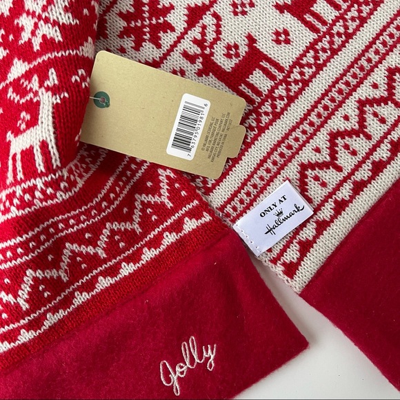 Hallmark Red Winter Scarf with White Patterns - Picture 4 of 8